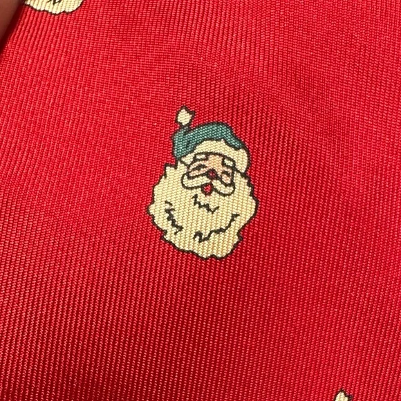 Pure silk by Wembley Christmas vintage Santa necktie red green ivory tie holiday - Picture 2 of 5